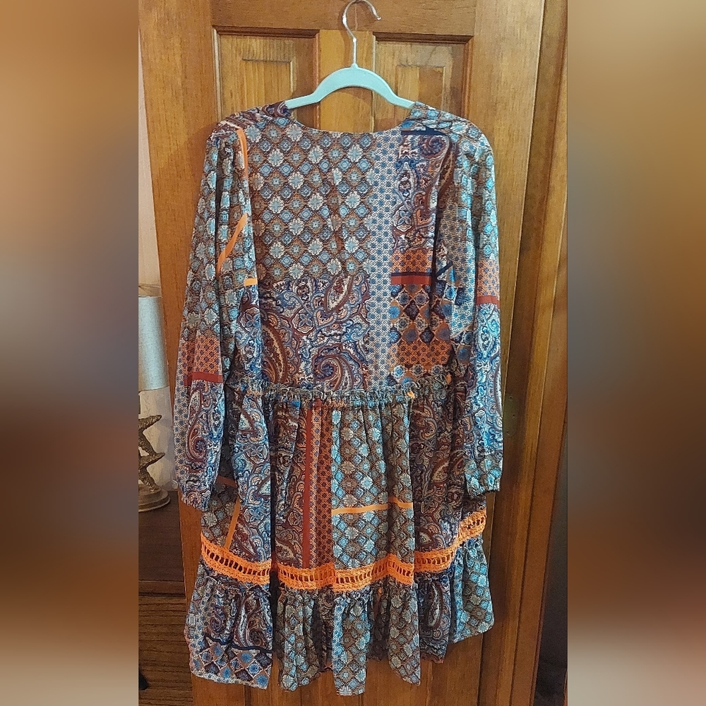 Davi and Dani Patchwork Printed Boho Dress - Picture 7 of 8
